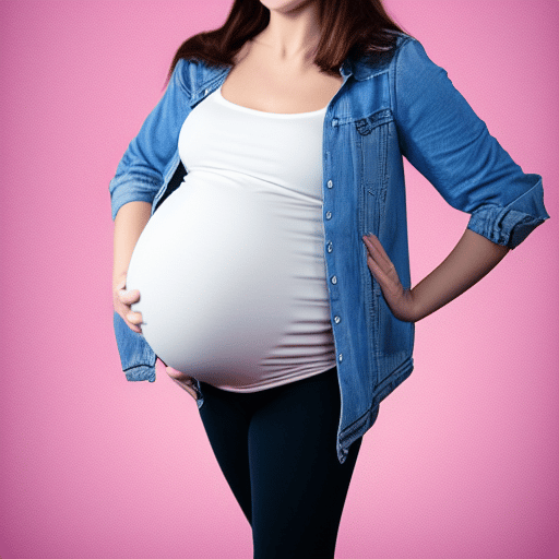 Zwangere vrouw op roze achtergrond.