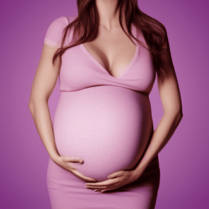 Zwangere vrouw in het roze